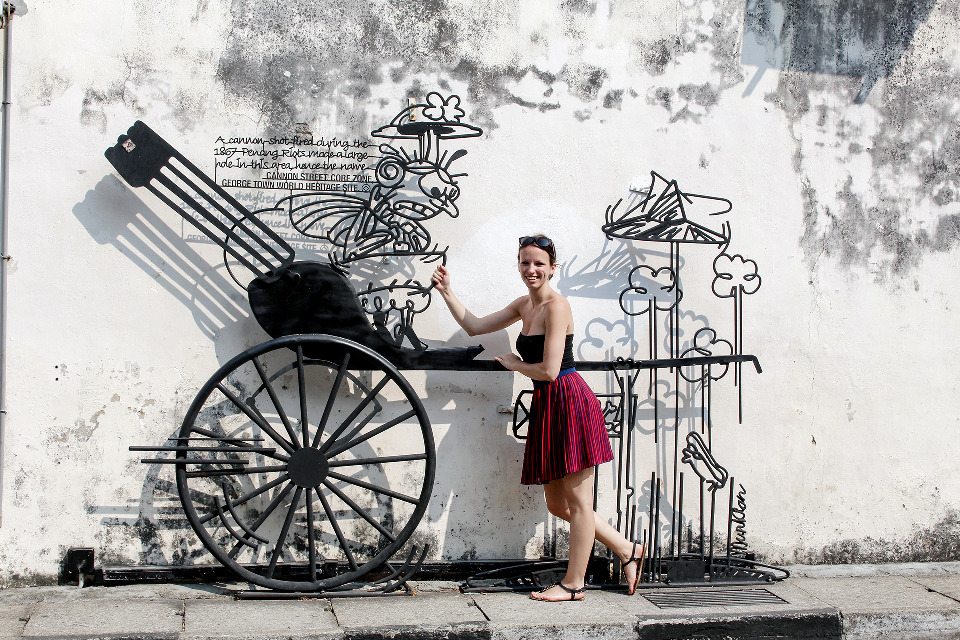Street Art aus Metall George Town Penang